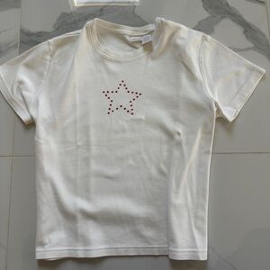 Cherokee White Short-Sleeve Tee with Red Star Stud Detail